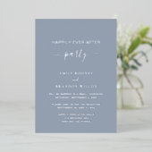 Invitation En Aluminium Réception de Mariage Simple Bleu Poussiéreux Argen (Debout devant)