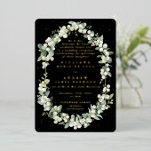 Invitation En Aluminium Réception Formelle Black Snowberry+Eucalyptus Seul (Debout devant)