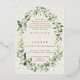 Invitation En Aluminium Réception Mariage Crème Snowberry+Eucalyptus uniqu