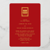 Invitation En Aluminium Rectangle classique Double Bonheur Mariage chinois (Recto)