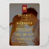 Invitation En Aluminium Rectangle double bonheur photo Mariage chinois (Recto)
