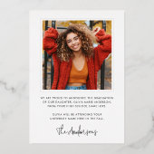 Invitation En Aluminium Récupération de photo casquette de script minimal (Verso)