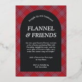 Invitation En Aluminium Red Black Modern Flannel et les amis Noël (Recto)