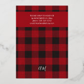 Invitation En Aluminium Red Buffalo Plaid Flannel fête de Noël (Verso)