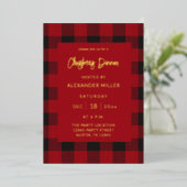 Invitation En Aluminium Red Buffalo Plaid Flannel Noël (Debout devant)