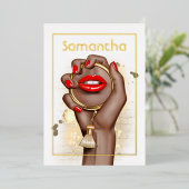 Invitation En Aluminium Red et Gold Glam Chic Spa Party (Debout devant)