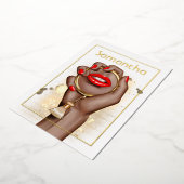 Invitation En Aluminium Red et Gold Glam Chic Spa Party (Rotation)