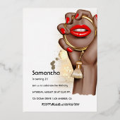 Invitation En Aluminium Red et Gold Glam Chic Spa Party (Verso)