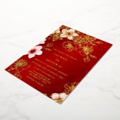 Invitation En Aluminium Red Gold Cherry Blossom Chinese Wedding (Rotation)