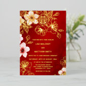 Invitation En Aluminium Red Gold Cherry Blossom Chinese Wedding (Debout devant)