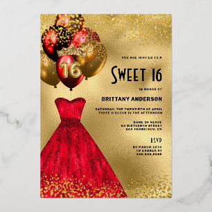 Invitation En Aluminium Red Gold Chic 16e Anniversaire Sweet 16