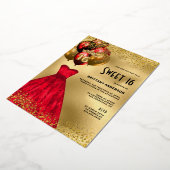 Invitation En Aluminium Red Gold Chic 16e Anniversaire Sweet 16 (Rotation)