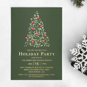 Invitation En Aluminium Red Gold Green Noël Fête d'entreprise