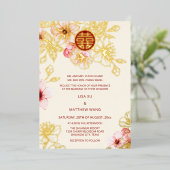Invitation En Aluminium Red Gold  Pink Cherry Blossom Chinese Wedding (Debout devant)