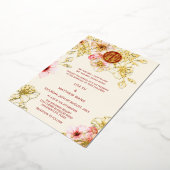 Invitation En Aluminium Red Gold  Pink Cherry Blossom Chinese Wedding (Rotation)