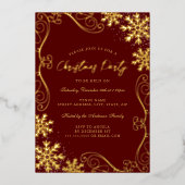 Invitation En Aluminium Red Green Swirl Flocon de neige Gold Noël (Recto)