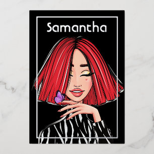 Invitation En Aluminium Red Haired Girl Birthday Party