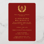 Invitation En Aluminium Red MD Asclepius+Laurel Wreath Graduation Party (Recto)