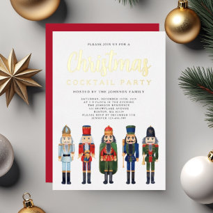 Invitation En Aluminium Red Nutcracker Noël Cocktail Party Gold