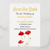 Invitation En Aluminium Red Poppies Floral Photo QR Code Mariage (Recto)