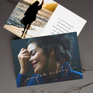 Invitation En Aluminium Réel Rose Gold Editable Modèle photo Graduation