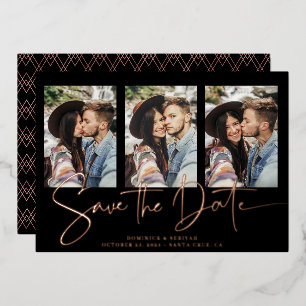 Invitation En Aluminium Réel Rose Gold manuscrit Enregistrer la date