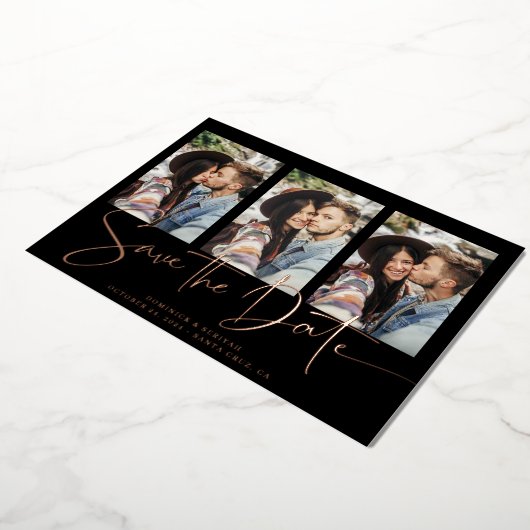 Invitation En Aluminium Réel Rose Gold manuscrit Enregistrer la date (Rotation)