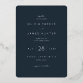 Invitation En Aluminium Refined Navy Calligraphy Template (Recto)