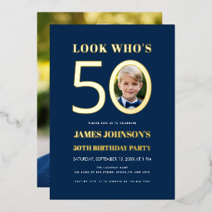 Invitation En Aluminium Regardez qui a 50 ans Photo d'enfant pour 50e anni