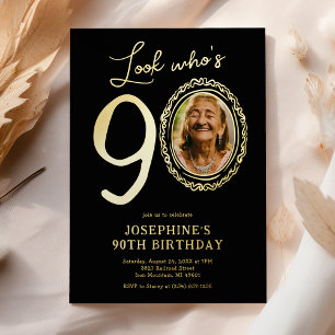 Invitation En Aluminium Regardez qui a 90 ans Photo Adulte Anniversaire