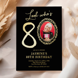 Invitation En Aluminium Regardez qui est 80 photo Anniversaire adulte