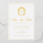 Invitation En Aluminium Regency Era Monogram Crest Photo Mariage (Recto)