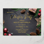 Invitation En Aluminium Reindeer & Pine Russe Noël Party (Recto)