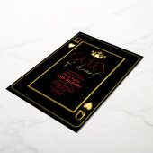 Invitation En Aluminium Reine du coeur Black Red Gold fête d'anniversaire (Rotation)