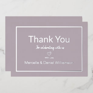 Invitation En Aluminium Remerciement de mariage minimaliste simple mauve
