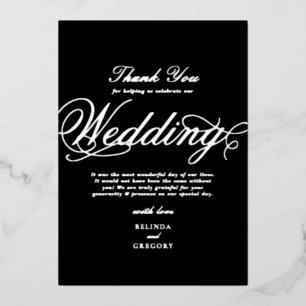 Invitation En Aluminium Remerciement de mariage noir en véritable feuille