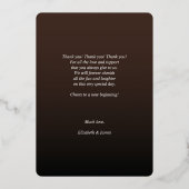 Invitation En Aluminium Remerciement de mariage photo écriture Rustique Or (Verso)