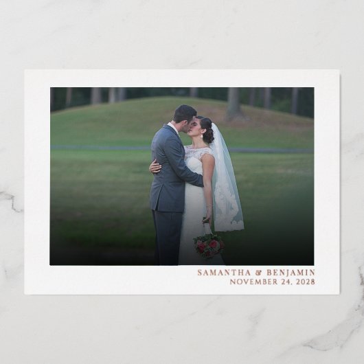 Invitation En Aluminium Remerciement de mariage photo moderne (Recto)