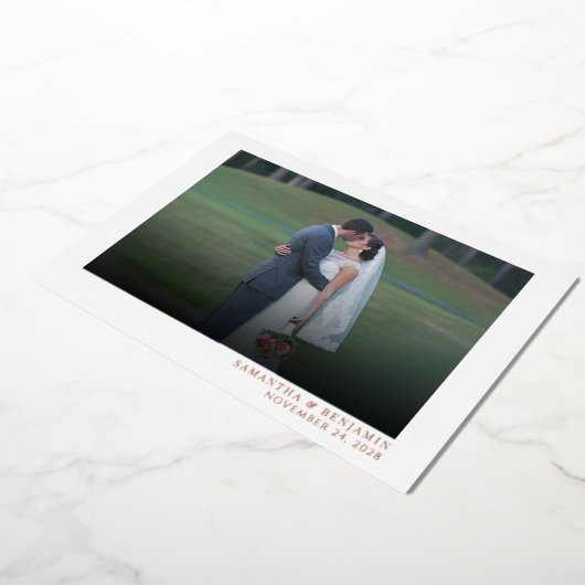 Invitation En Aluminium Remerciement de mariage photo moderne (Rotation)