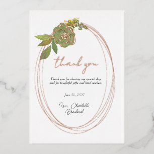 Invitation En Aluminium Remerciement floral botanique moderne vert