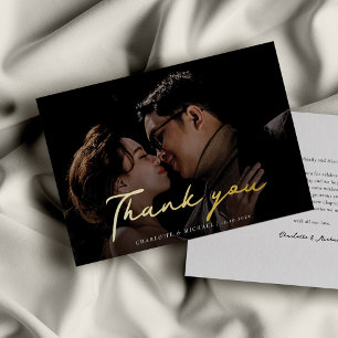 Invitation En Aluminium Remerciement manuscrit pour photo de mariage