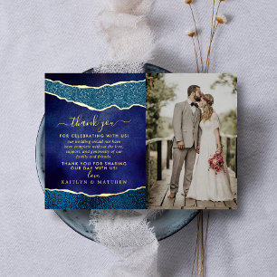 Invitation En Aluminium Remerciements de mariage élégants bleu marine et a