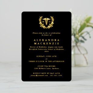 Invitation En Aluminium Remise de diplôme Caducée MD + Couronne de Laurier