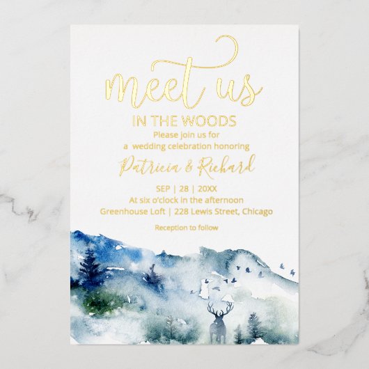 Invitation En Aluminium Rencontrez-Nous Dans La Forêt Boisée Mariage Extér (Recto)