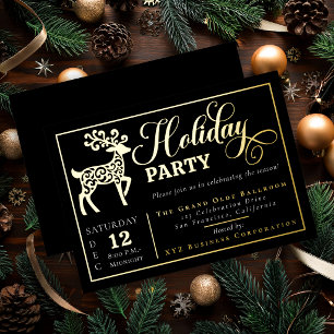 Invitation En Aluminium Renne ornemental élégant pour la fête de Noël en o