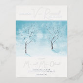 Invitation En Aluminium Renouvellement de Vœux Fraîcheur d'Hiver Argent (Recto)