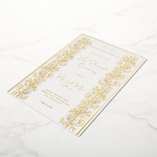 Invitation En Aluminium Renouvellement de Vœux Magnolia Rose (Rotation)