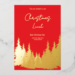 Invitation En Aluminium Repas de Noël sous un arbre en or feuille d'or