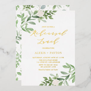 Invitation En Aluminium Repas de répétition Fleurs blanches de verdure à l