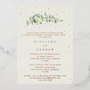 Invitation En Aluminium Répétition de mariage à la crème Snowberry+Eucalyp